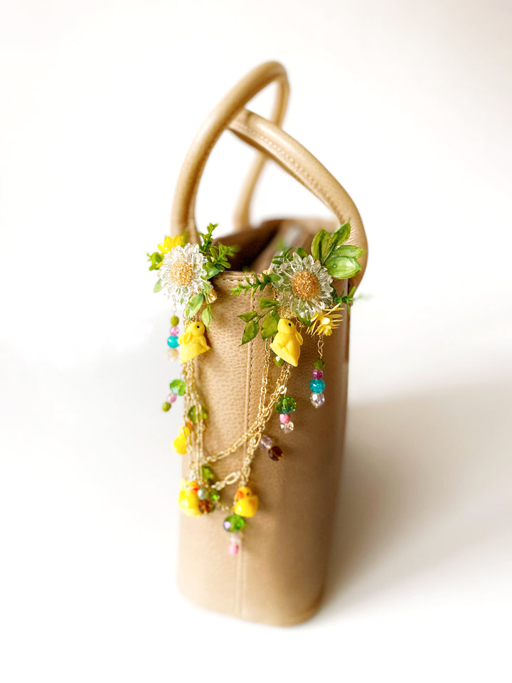 Sunny Meadow Double Bag Charm with Ducks and Rabbits | Only One Original Piece