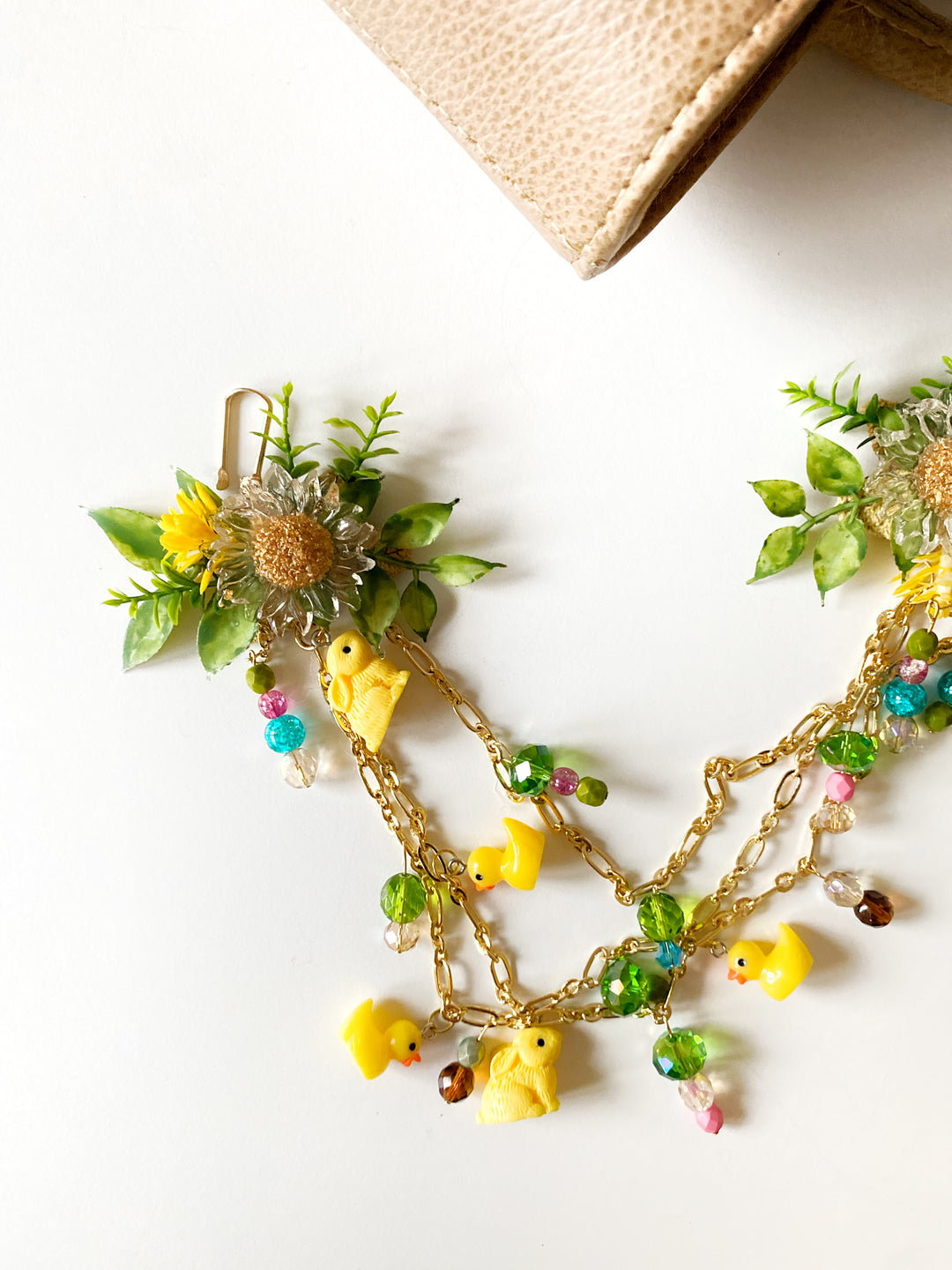 Sunny Meadow Double Bag Charm with Ducks and Rabbits | Only One Original Piece
