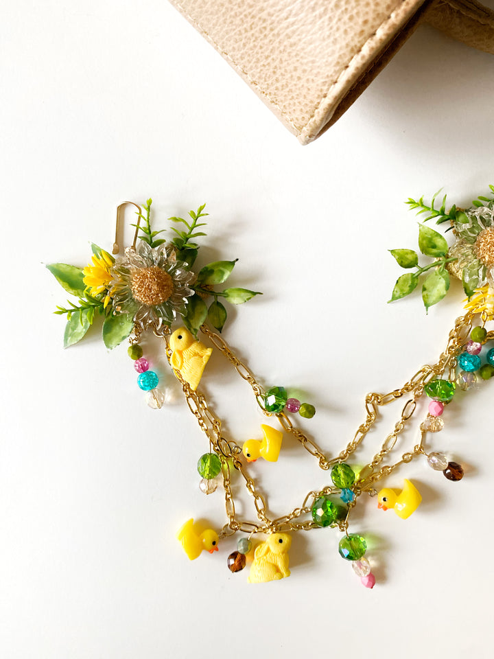 Sunny Meadow Double Bag Charm with Ducks and Rabbits | Only One Original Piece