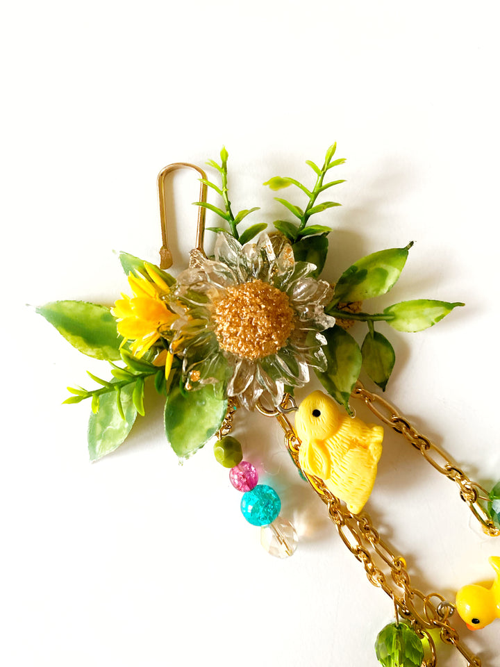 Sunny Meadow Double Bag Charm with Ducks and Rabbits | Only One Original Piece