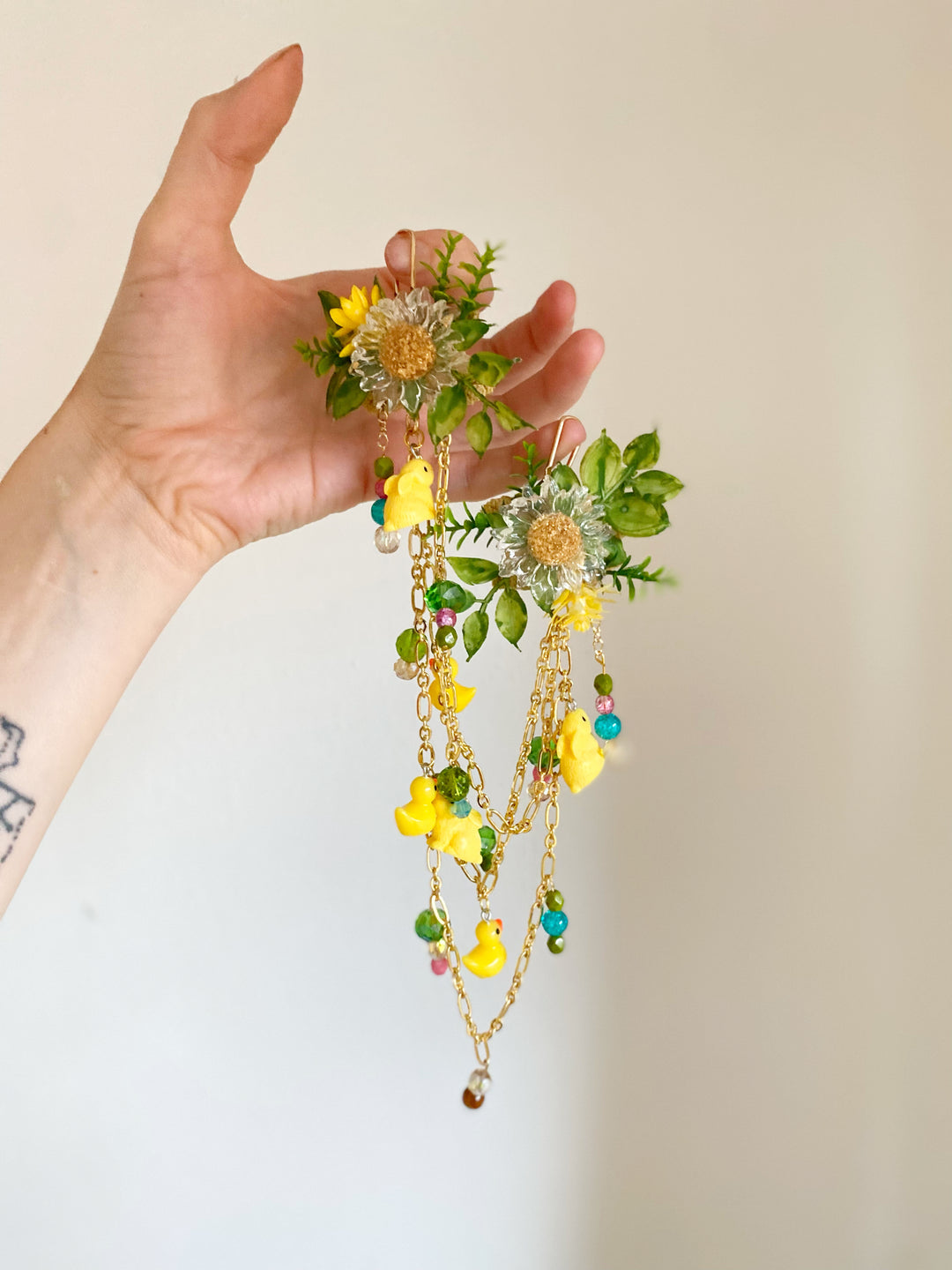 Sunny Meadow Double Bag Charm with Ducks and Rabbits | Only One Original Piece