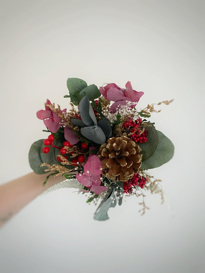 Mini Winter Berry and Eucalyptus Bouquet | Christmas and Bridesmaid – handmade floral hair accessory by magaela