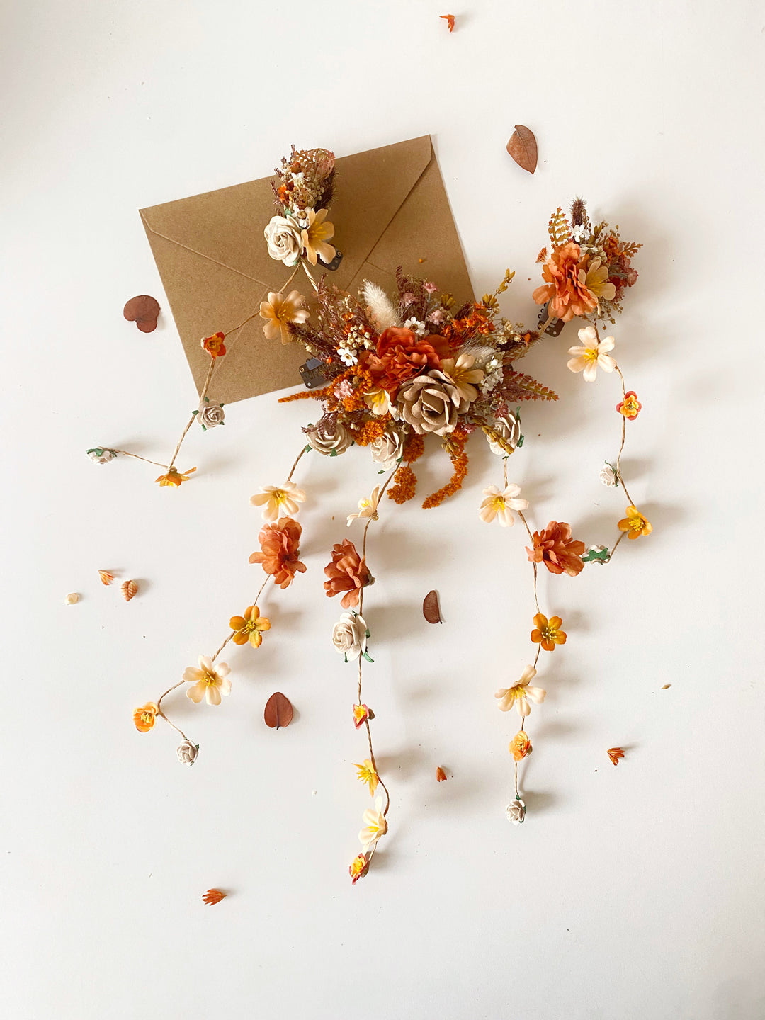 Fall Wedding Hair Vine with Cascading Veil