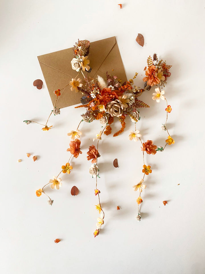 Fall Wedding Hair Vine with Cascading Veil