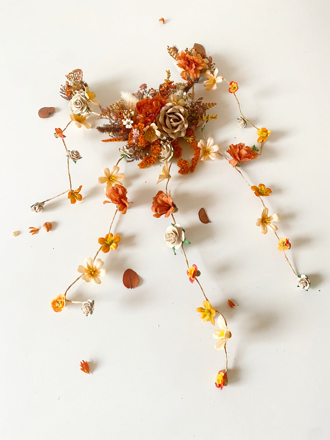 Fall Wedding Hair Vine with Cascading Veil