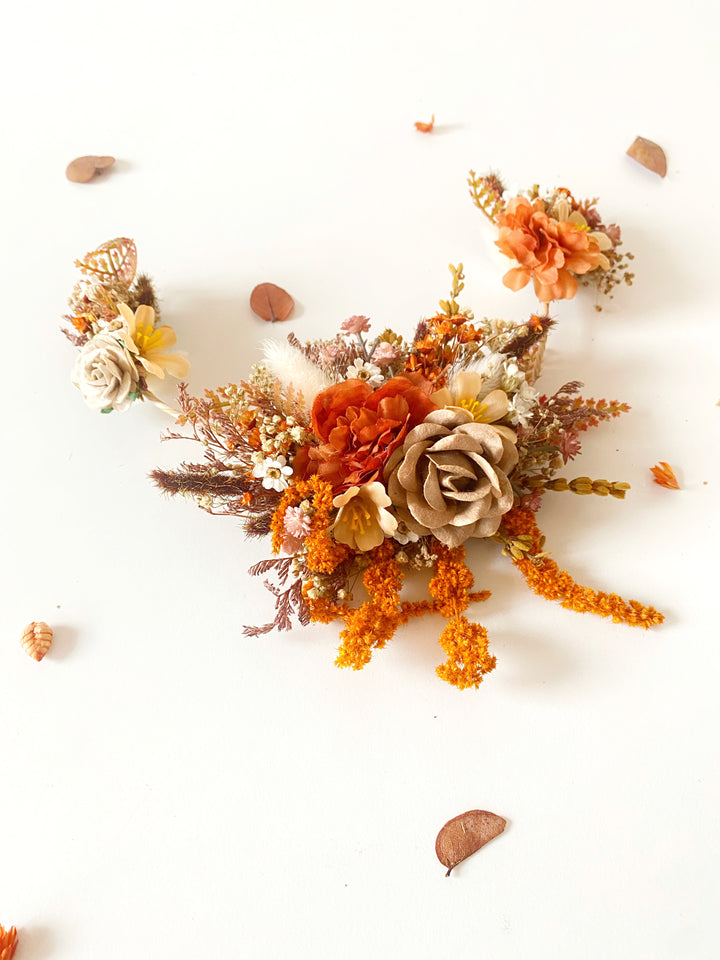 Fall Wedding Hair Vine with Cascading Veil