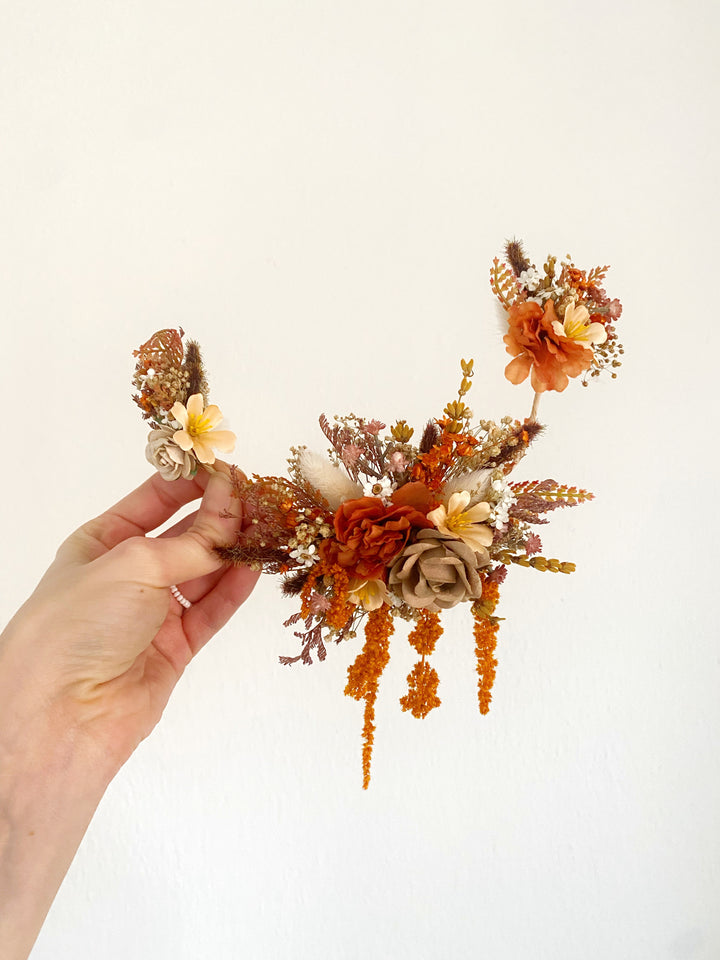 Fall Wedding Hair Vine with Cascading Veil