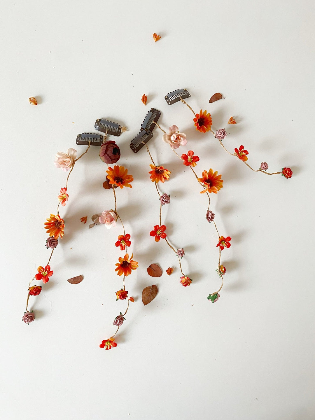 Fall Wedding Sunflower Hair Vine with Fabric and Preserved Flowers – handmade floral hair accessory by magaela