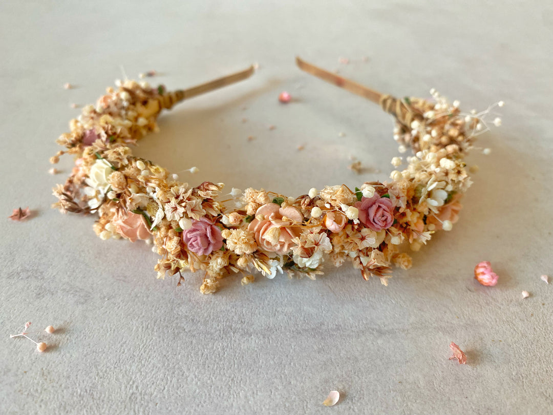 Blush and Apricot Floral Headband | Full Floral Design