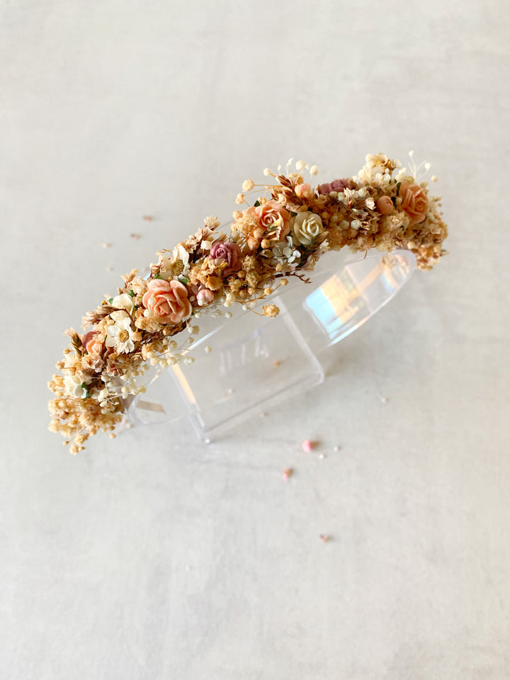 Blush and Apricot Floral Headband | Full Floral Design
