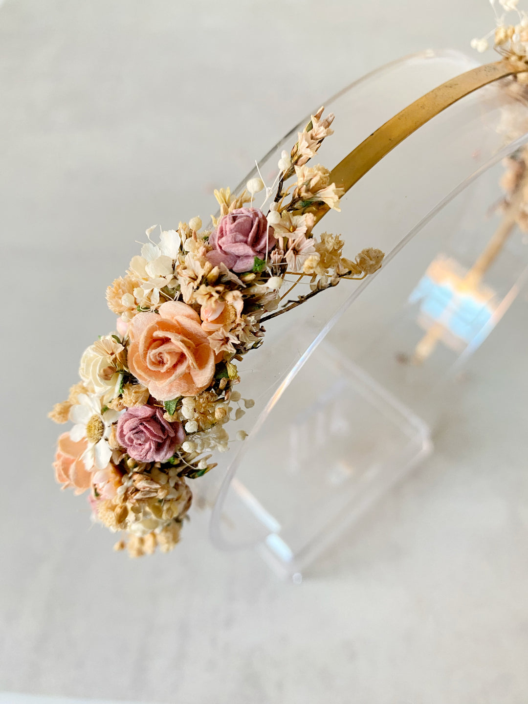 Blush and Apricot Floral Headband | Two Side Design