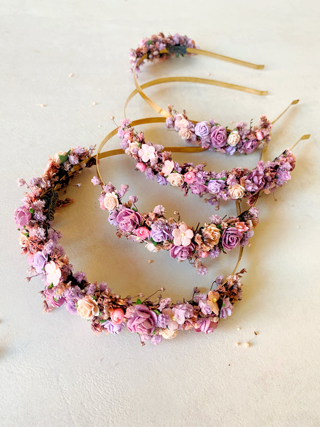 Lavender and Blush Floral Headband | Extended Side Design