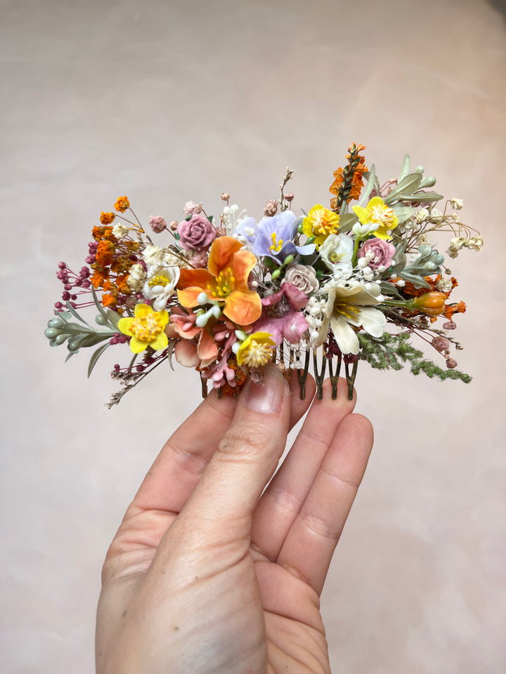 Pastel Flower Wedding Hair Comb | Bridal Hair Accessory
