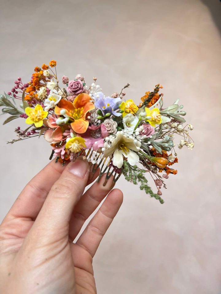 Pastel Flower Wedding Hair Comb | Bridal Hair Accessory