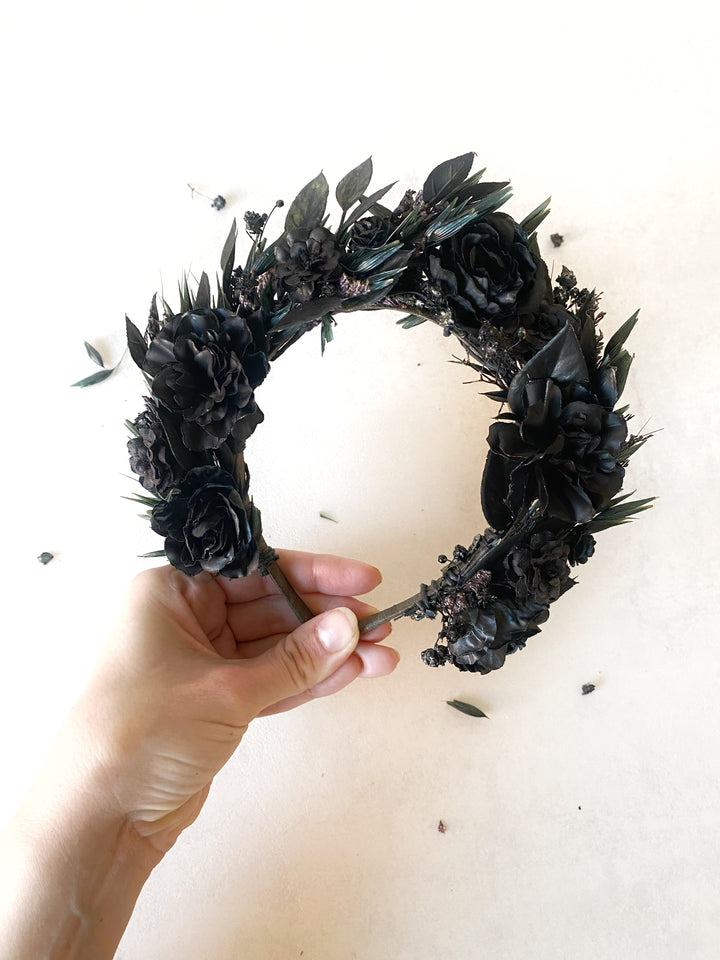 Black Floral Headband | Black Collection