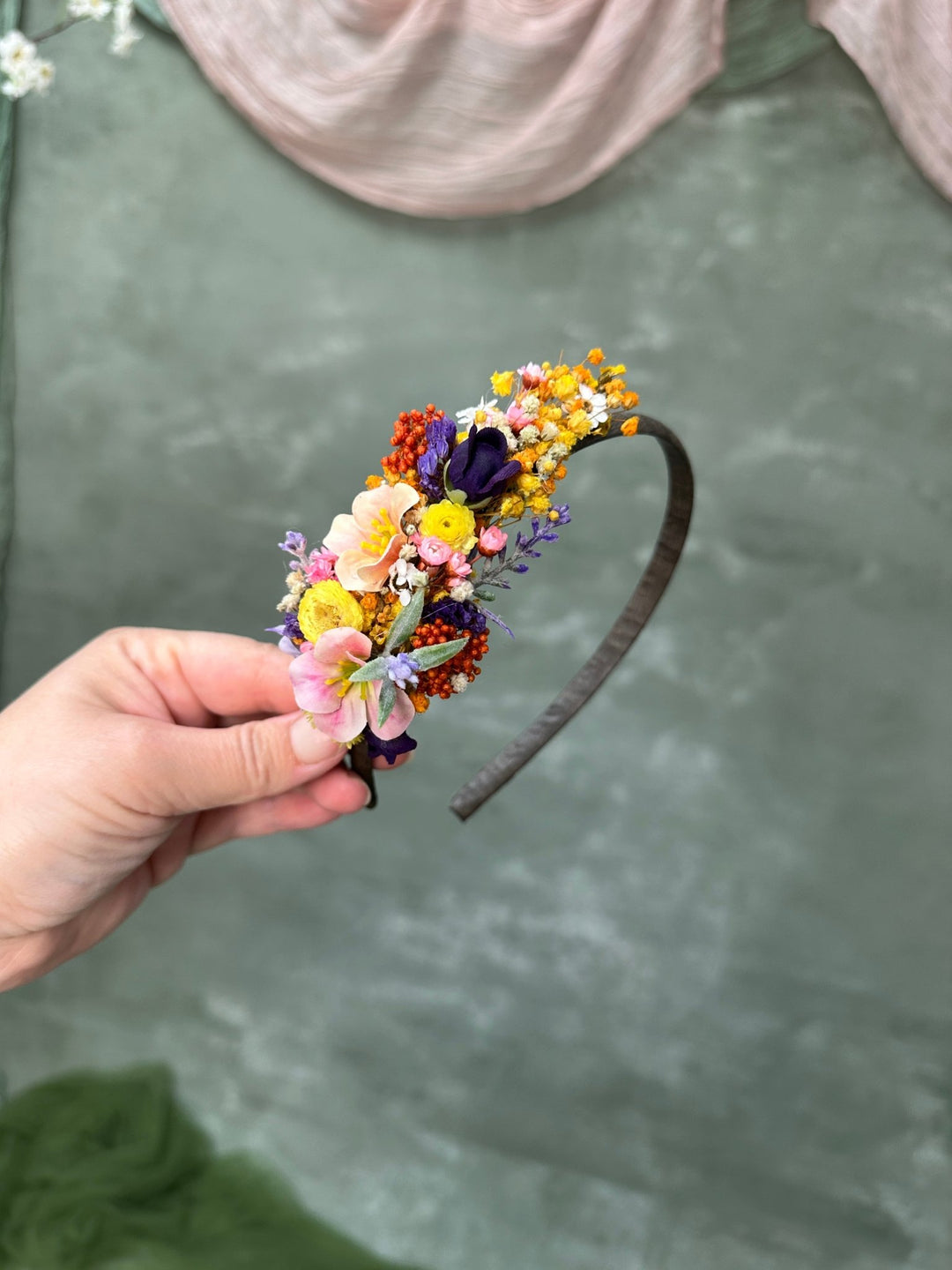Wildflower Meadow Hair Headband with Meadow Flowers