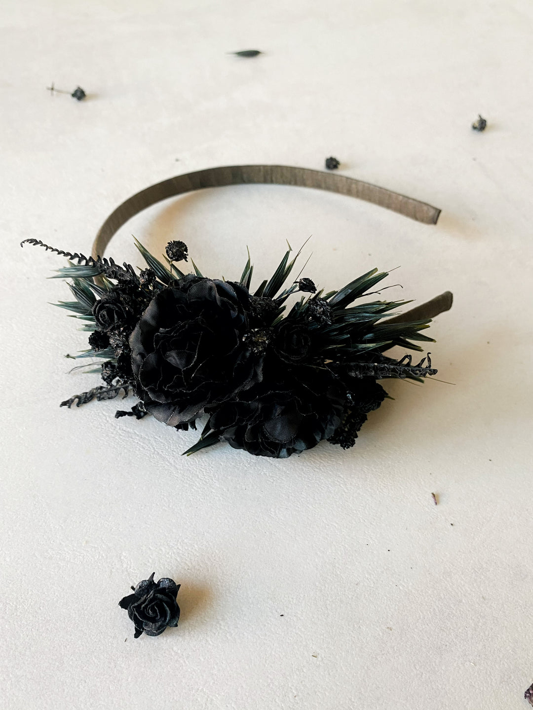 Black Rose Side Headband | Black Collection