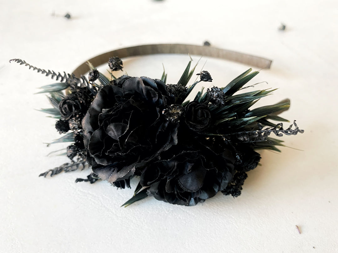 Black Rose Side Headband | Black Collection
