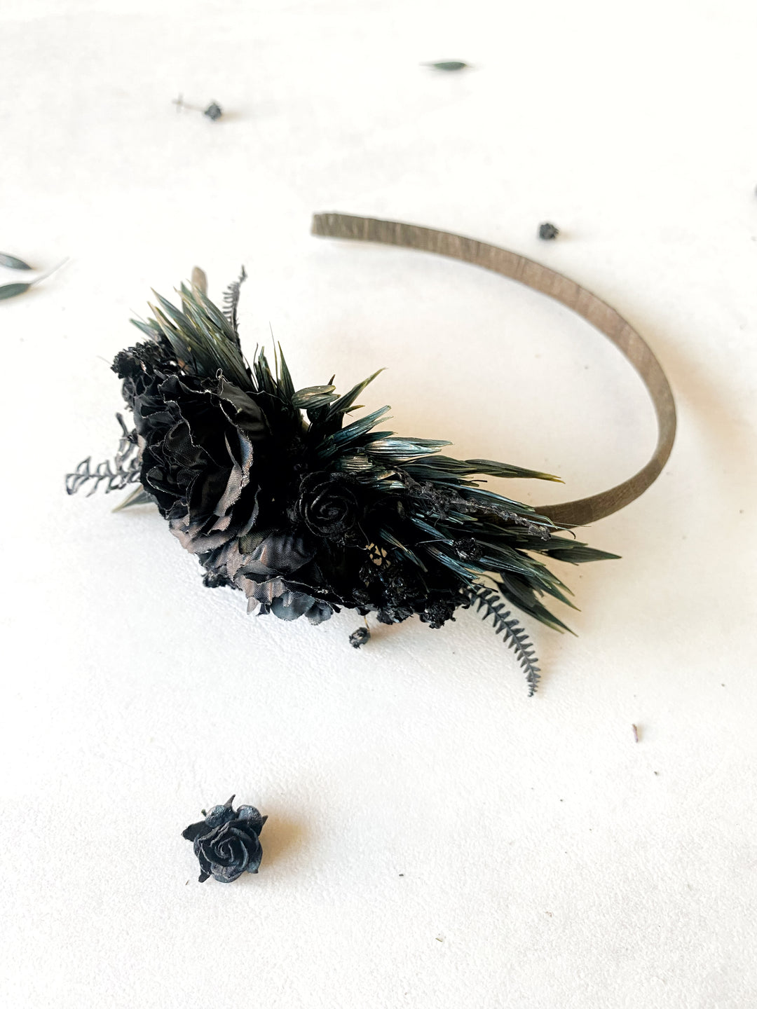 Black Rose Side Headband | Black Collection