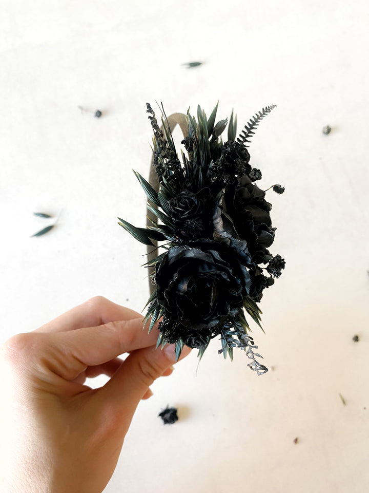 Black Rose Side Headband | Black Collection