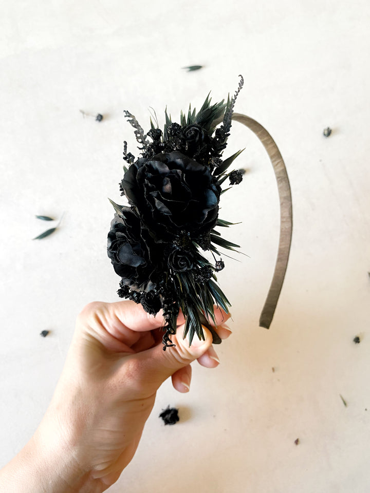 Black Rose Side Headband | Black Collection
