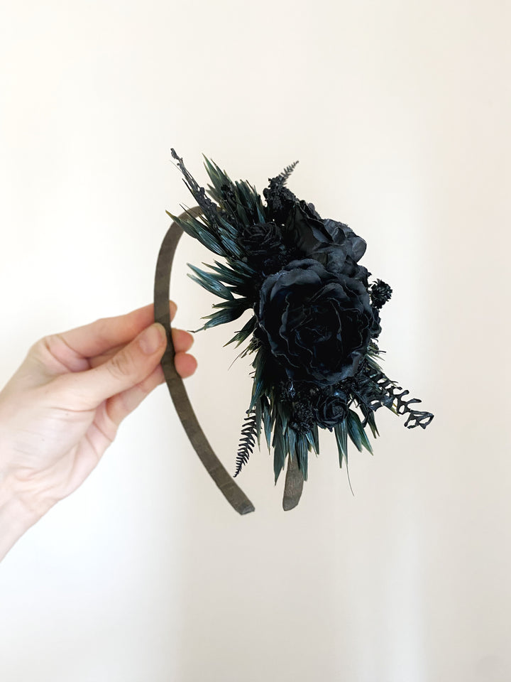 Black Rose Side Headband | Black Collection