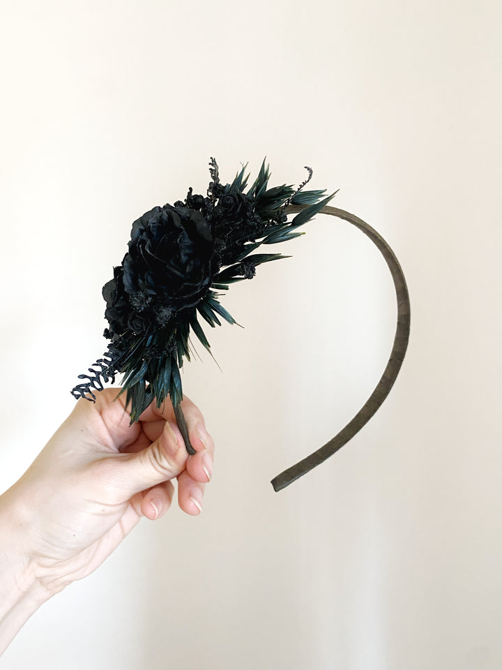 Black Rose Side Headband | Black Collection