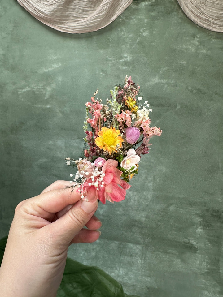 Pink and Yellow Meadow Floral Hair Headband – handmade floral hair accessory by magaela
