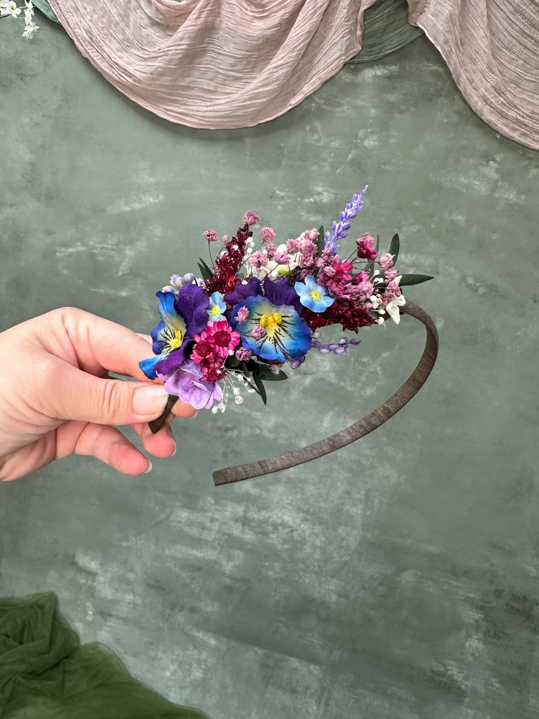 Purple Violets Headband: Romantic Hair Accessory – handmade floral hair accessory by magaela