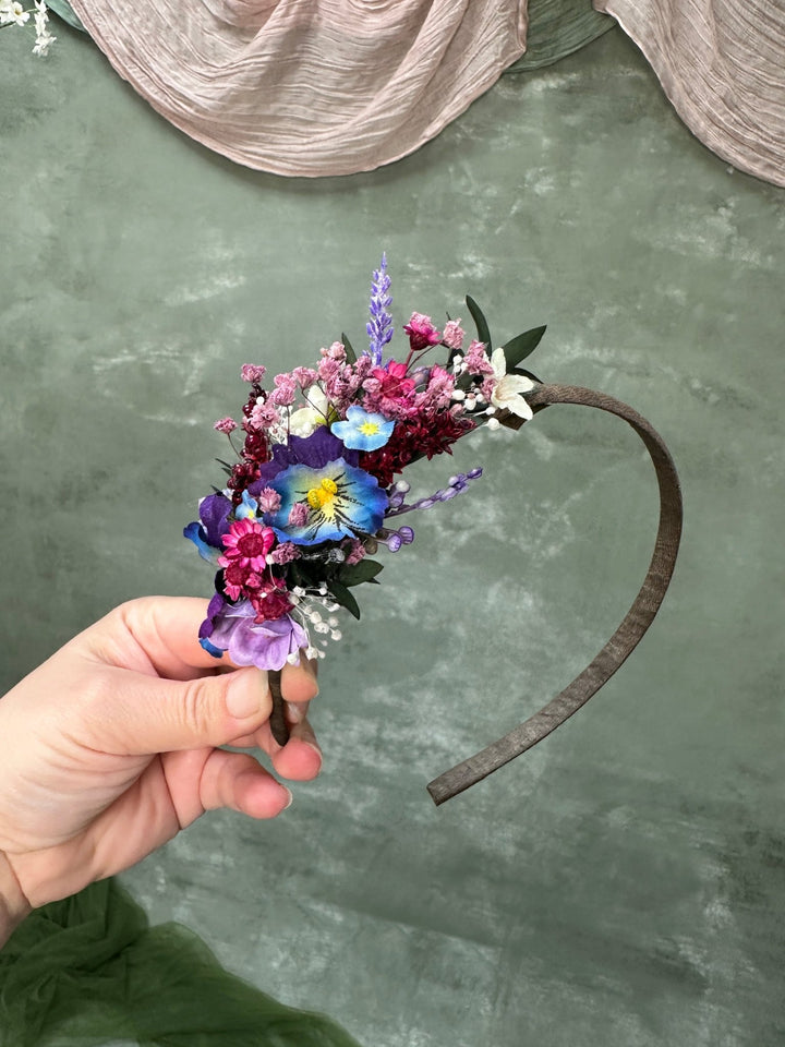 Purple Violets Headband: Romantic Hair Accessory – handmade floral hair accessory by magaela