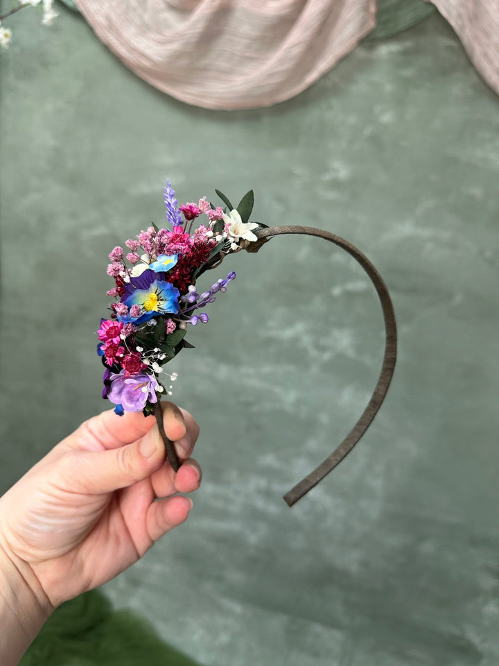 Purple Violets Headband: Romantic Hair Accessory – handmade floral hair accessory by magaela