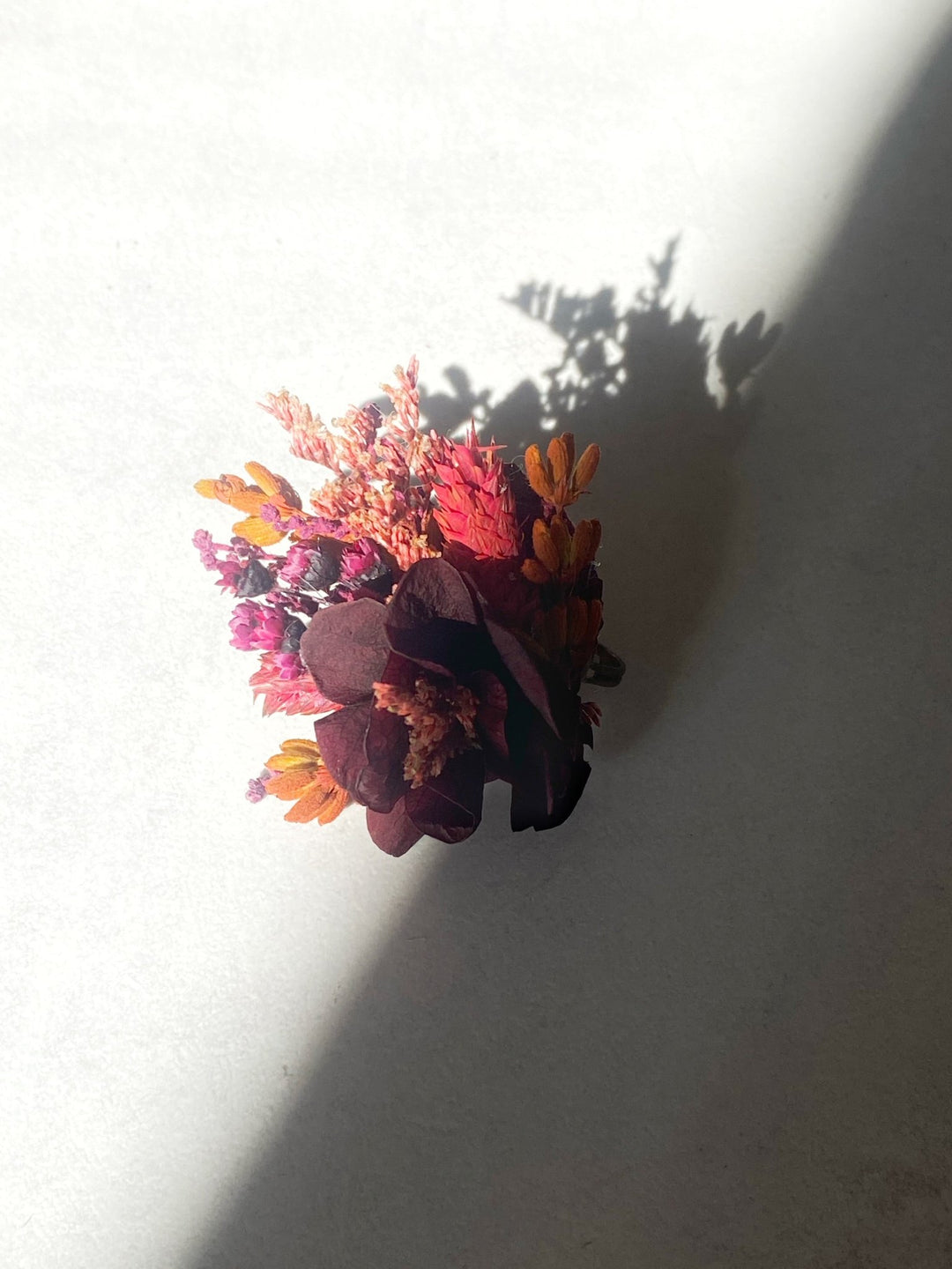 Burgundy Hydrangea Flower Ring | Adjustable Natural Bridal Ring – handmade floral hair accessory by magaela