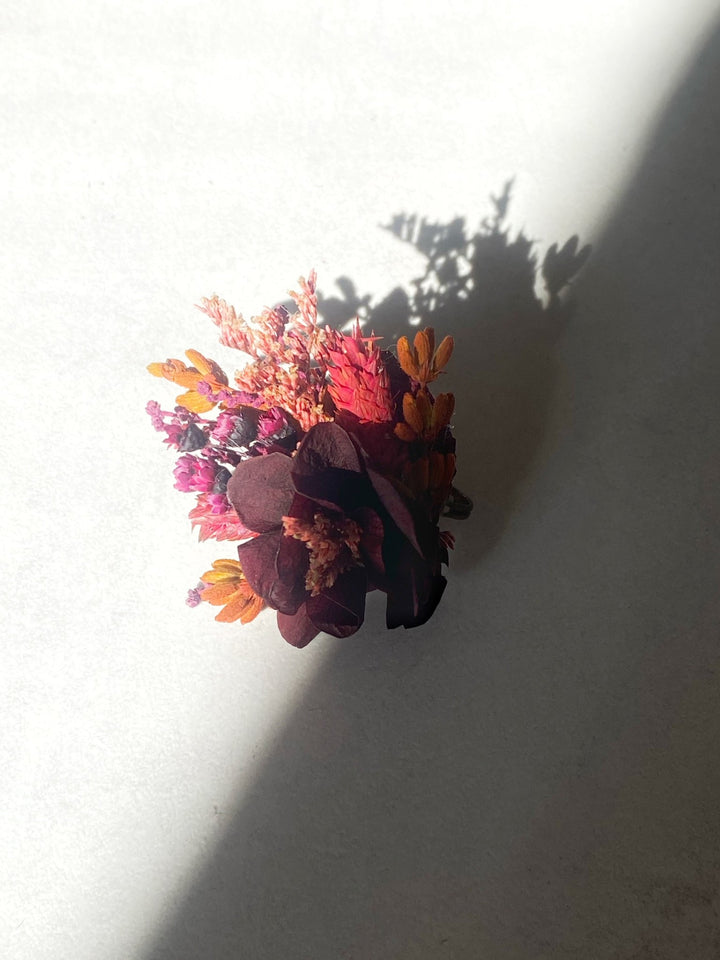 Burgundy Hydrangea Flower Ring | Adjustable Natural Bridal Ring – handmade floral hair accessory by magaela