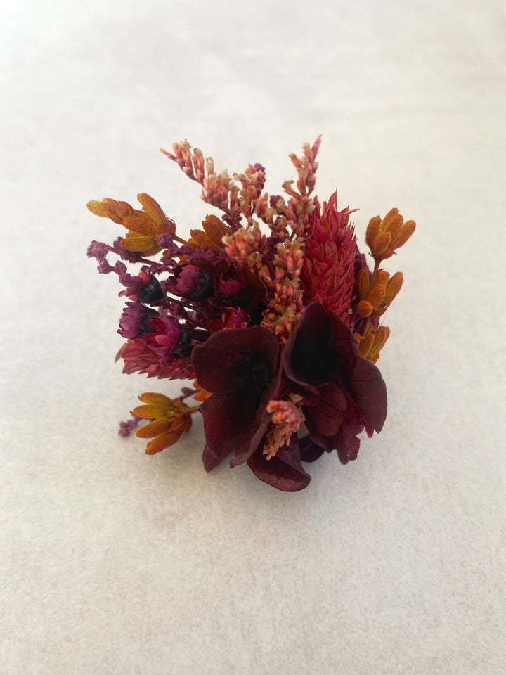 Burgundy Hydrangea Flower Ring | Adjustable Natural Bridal Ring – handmade floral hair accessory by magaela