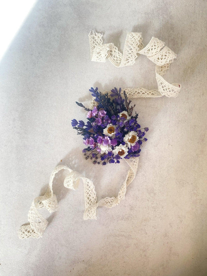 Lavender and White Gixie Wrist Corsage Bracelet | Bridal Accessory – handmade floral hair accessory by magaela