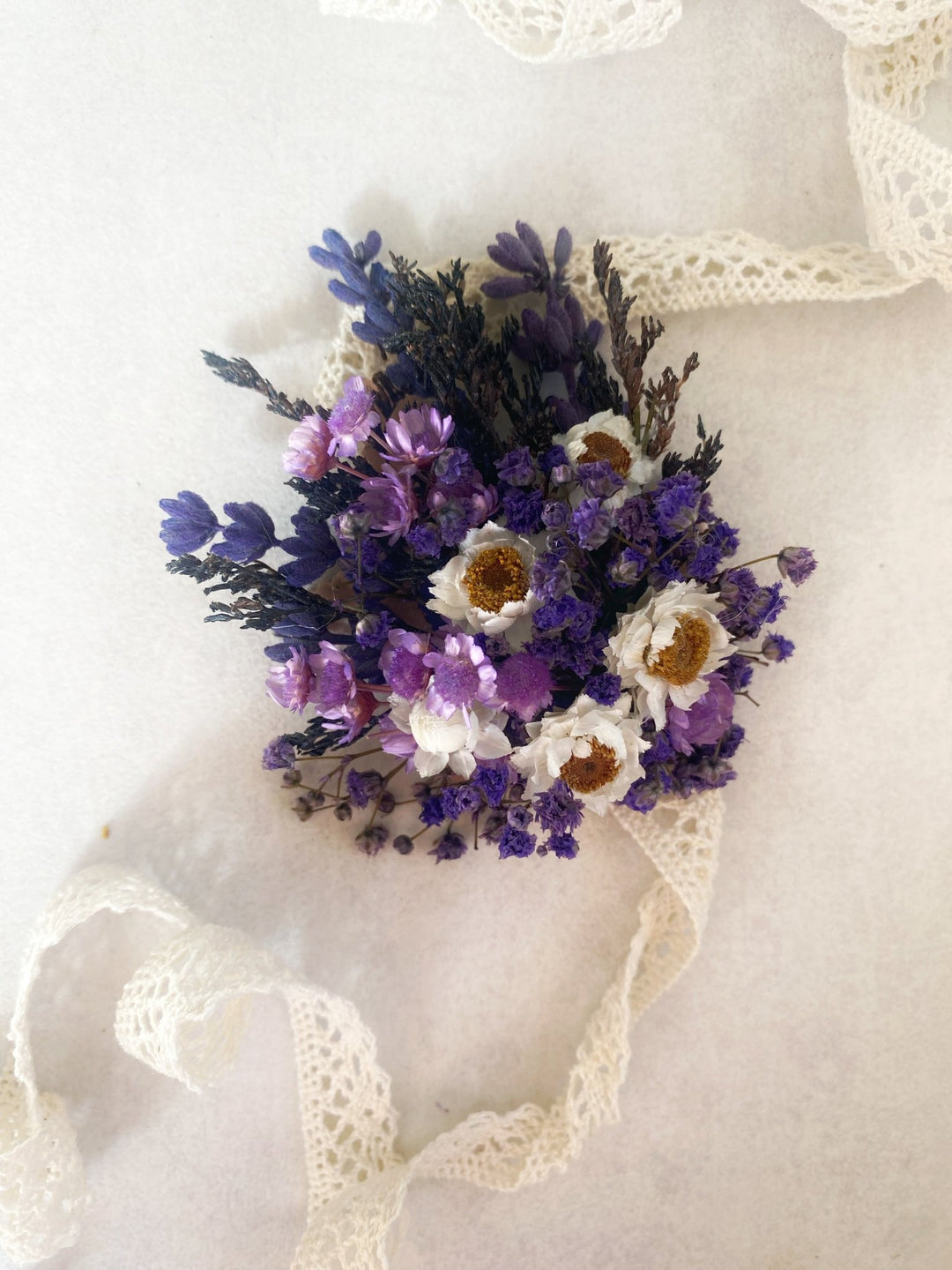 Lavender and White Gixie Wrist Corsage Bracelet | Bridal Accessory – handmade floral hair accessory by magaela