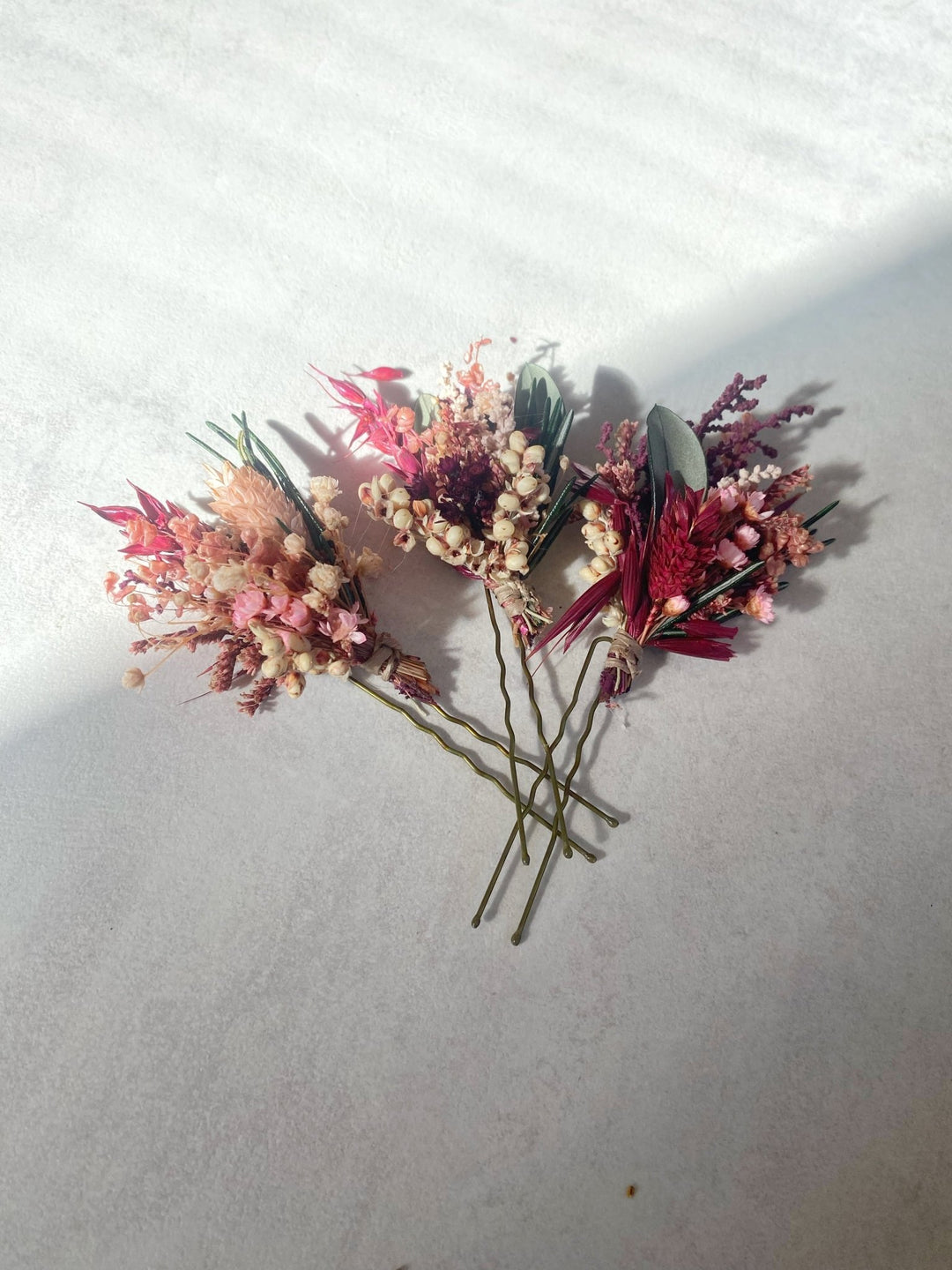 Burgundy and Blush Flower Hair Pins | Bridal Hair Accessories – handmade floral hair accessory by magaela