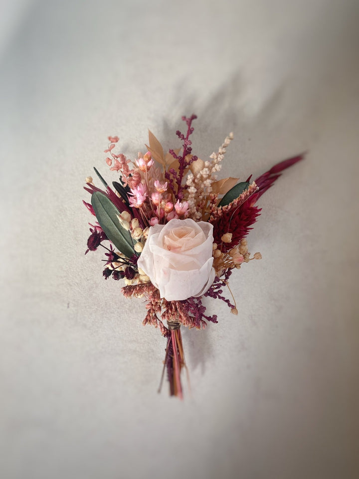 Burgundy and Blush Rose Boutonniere | Groom Wedding Accessory – handmade floral hair accessory by magaela