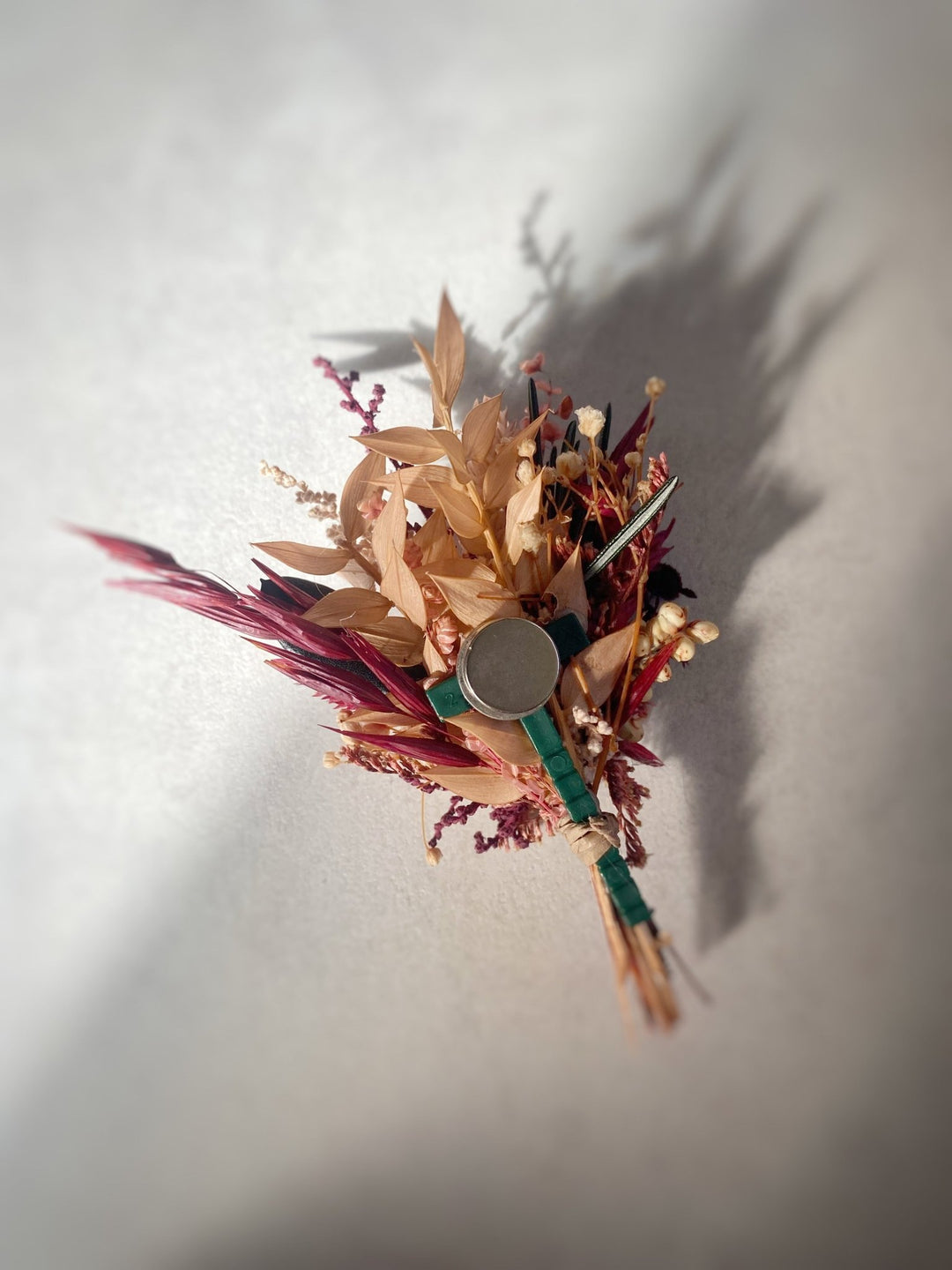 Burgundy and Blush Rose Boutonniere | Groom Wedding Accessory – handmade floral hair accessory by magaela
