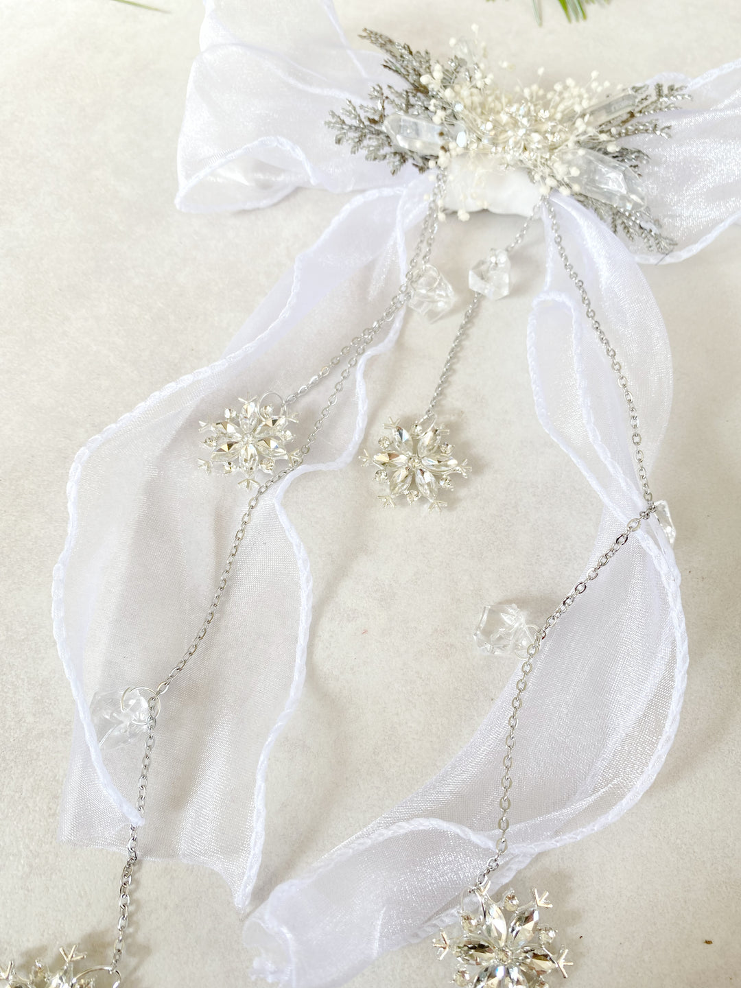 White Snowflake Hair Bow: Mom and Daughter Set | Winter Wedding and Christmas