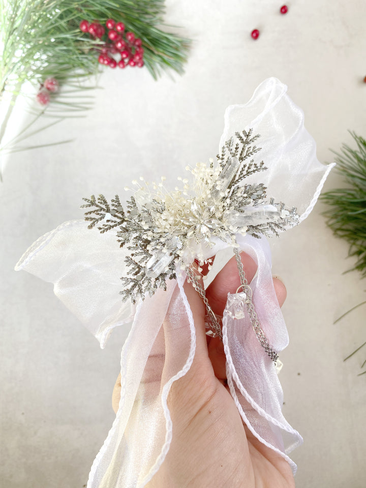 White Snowflake Hair Bow: Mom and Daughter Set | Winter Wedding and Christmas