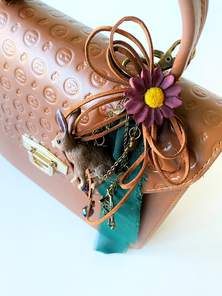 Woodland Rabbit Bag Charm | Daisy and Green Ribbon