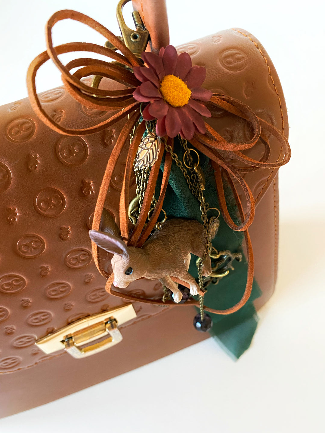 Woodland Rabbit Bag Charm | Daisy and Green Ribbon