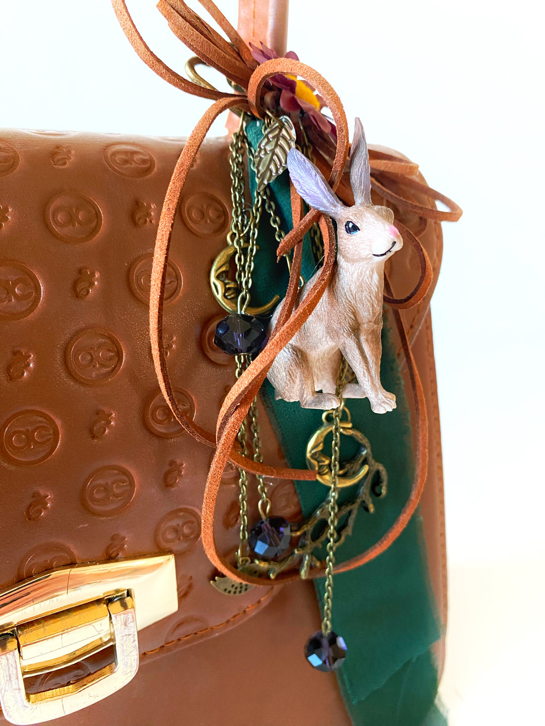 Woodland Rabbit Bag Charm | Daisy and Green Ribbon