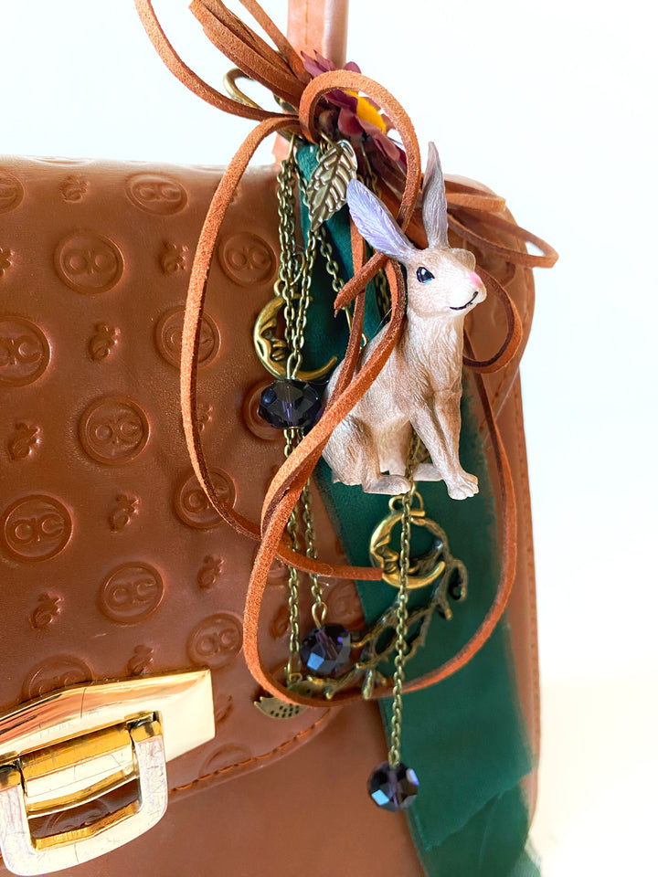 Woodland Rabbit Bag Charm | Daisy and Green Ribbon