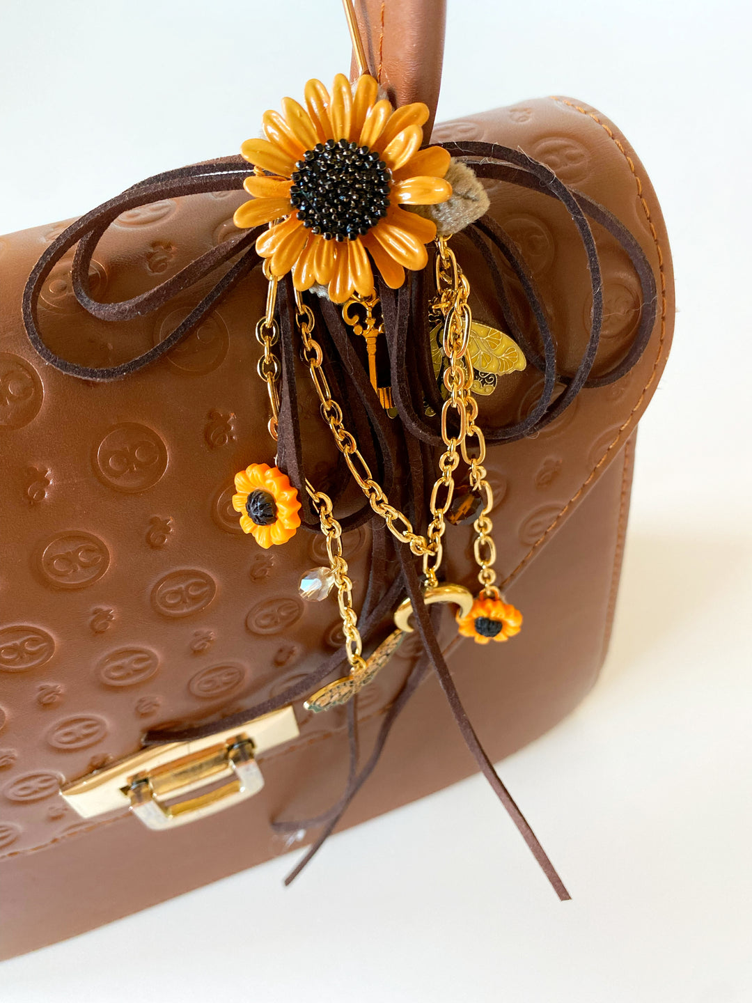 Sunflower Bag Charm | Crescent Moon and Butterflies
