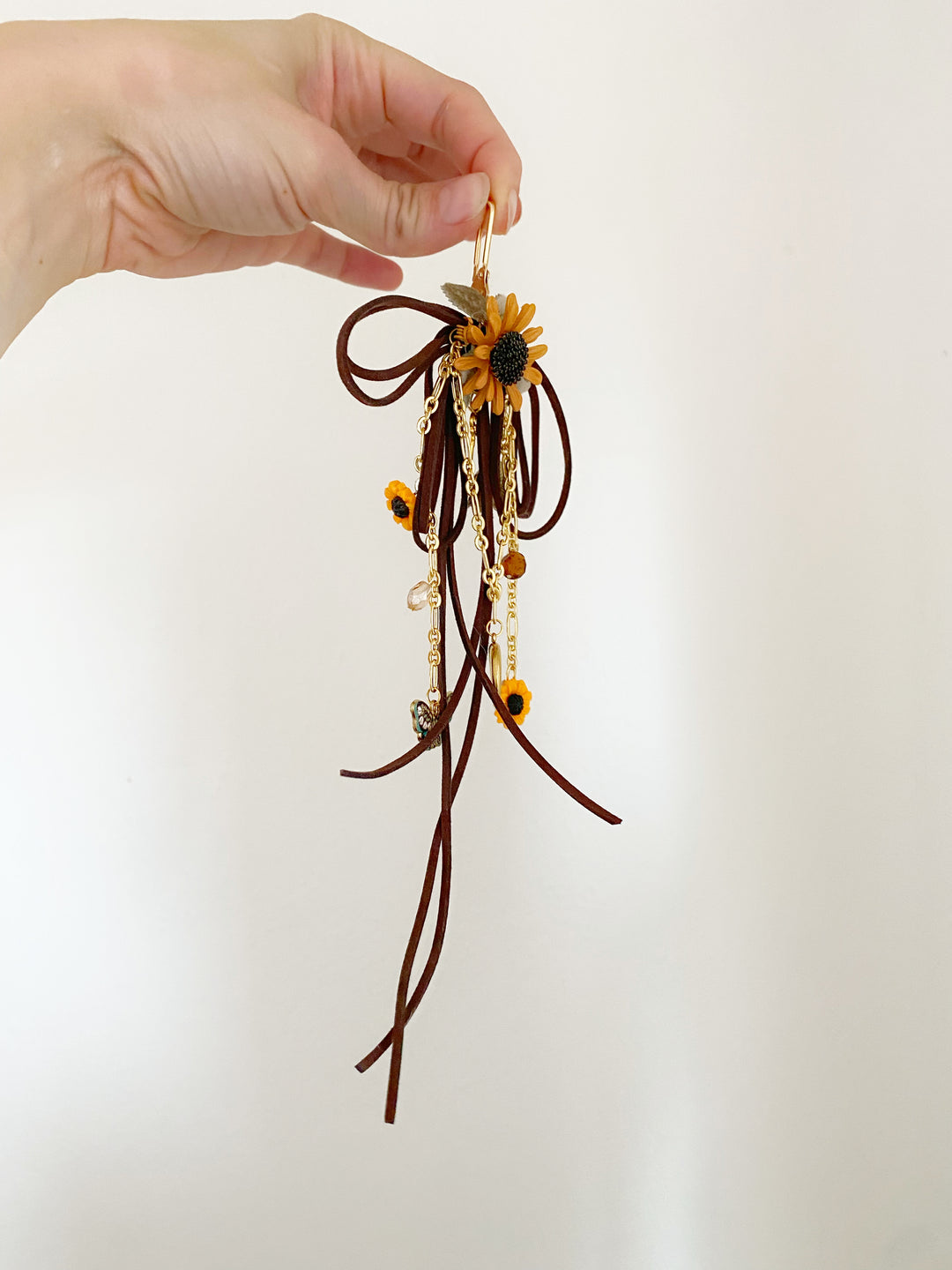 Sunflower Bag Charm | Crescent Moon and Butterflies