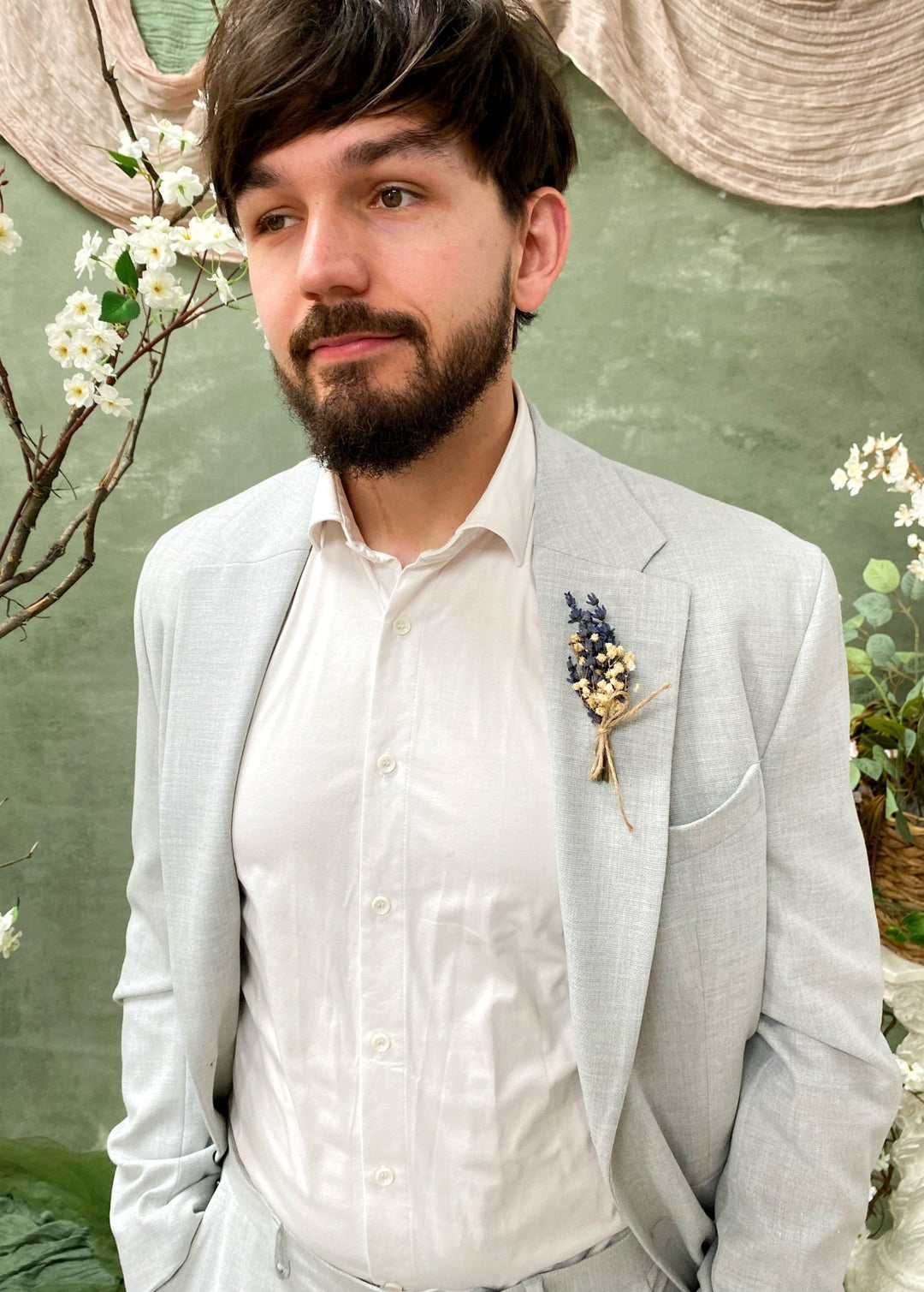Lavender Boutonniere: Natural Provence Wedding Groom Buttonhole – handmade floral hair accessory by magaela