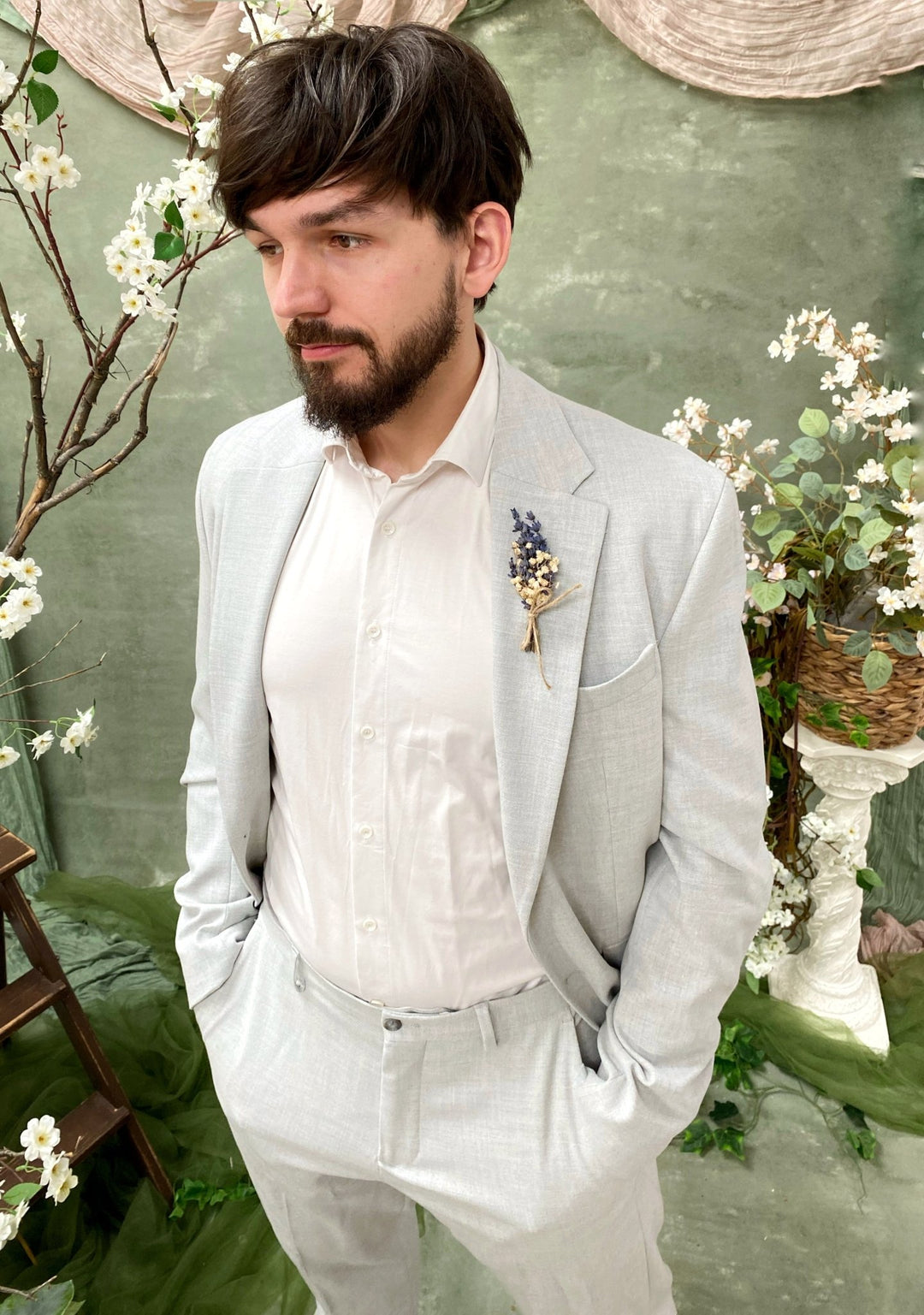 Lavender Boutonniere: Natural Provence Wedding Groom Buttonhole – handmade floral hair accessory by magaela