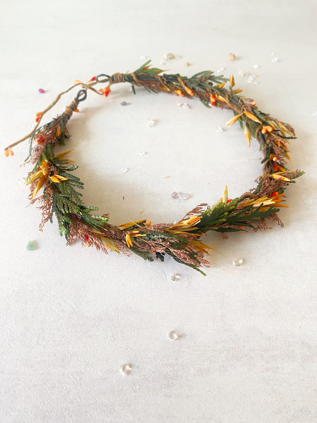 Fall Wedding Floral Hair Set - Wreath and Comb with Dried Materials
